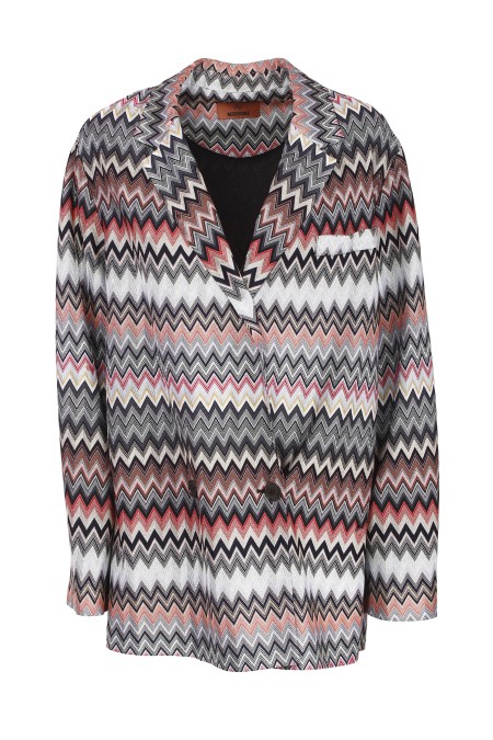 Shop MISSONI  Jacket: Missoni cotton jacket.
Rev.
Long sleeves.
Double-breasted.
Composition: 60% Cotton 40% Viscose.
Made in Italy.. DS24SF03 BR00UM -SM96P SCURO